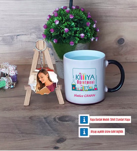 Kimya Öğretmeni Kupa Bardak Beyaz ve Fotoğraflı Ahşap Anahtarlık Hediye Öğretmenler Günü Hediyesi (Model 9)