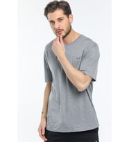 Süperlife Erkek Bisiklet Yaka Slim Fit Baskılı Tişort SPR21Y23 (Gri)