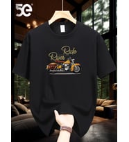 Unisex Ride River Baskılı Tasarım Tshirt (Siyah)