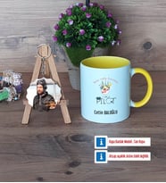 Pilot Kupa Bardak Beyaz ve Fotoğraflı Ahşap Anahtarlık Hediye (Model 7)