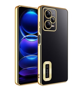 Xiaomi Redmi Note 12 5G Kılıf Kamera Korumalı Logo Gösteren Zore Omega Kılıf (Gold)