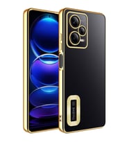 Xiaomi Redmi Note 12 5G Kılıf Kamera Korumalı Logo Gösteren Zore Omega Kılıf (Gold)