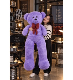 ÖZGÜNER 130 cm Papyonlu Büyük Ayıcık %100 Yerli (Lila)