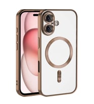 iPhone 16 Kılıf Kamera Korumalı Magsafe Parlak Luxury Kılıf (Kahverengi)