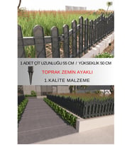 Dekoratif Plastik Bahçe ve Peyzaj Çiti 1 ADET ÇİT (Y: 50 CM / G: 55 CM) TOPRAK AYAKLI (Gri)
