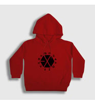 Presmono Unisex Çocuk Beyaz Symbols Logo Exo Kapüşonlu Sweatshirt 61760tt (Kırmızı)