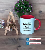 Anestezi Uzmanı Kupa Bardak Beyaz ve Fotoğraflı Ahşap Anahtarlık Hediye (Model 2)