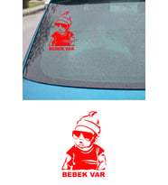 Arabada Bebek Var Araba Sticker - Oto Sticker - Araba Sticker - 20 Cm (Kırmızı)