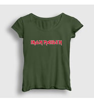 Presmono Kadın Sarı Logo Iron Maiden T-Shirt 86563tt (Haki)
