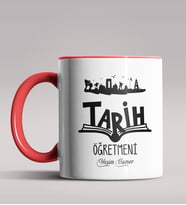 Kişiye Özel Tarih Öğretmeni Tasarımlı Siyah Renk Kupa Bardak 7 (Kırmızı)