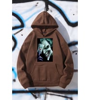 Poster Baskılı Unisex Oversize Sweatshirt (Kahverengi)