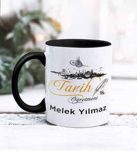 Tarih Öğretmeni Tasarımlı Kişiye Özel Kupa Bardak (Siyah)