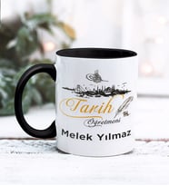 Tarih Öğretmeni Tasarımlı Kişiye Özel Kupa Bardak (Siyah)