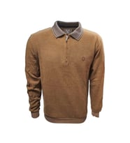Rey Polo R01253 Erkek Basic Regular Fit Selanik Polo Yaka Sweatshirt - ST01253 - Açık Kahverengi - ST01253-Açık Kahverengi-M (Taba)