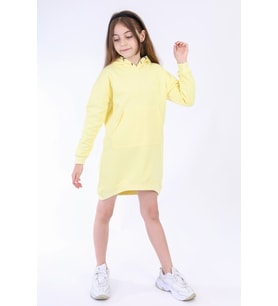 Toontoy Kız Çocuk Kapüşonlu Cepli Elbise (Sarı)