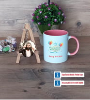 Doğum Günü Hediyesi Kupa Bardak Beyaz ve Fotoğraflı Ahşap Anahtarlık Hediye (Model 6)