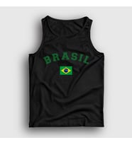 Presmono Unisex Sarı Brasil Brazil Brezilya Bayrağı Atlet 479532tt (Siyah)