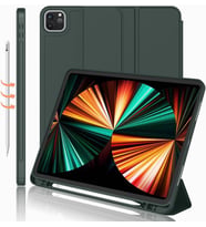 Apple iPad Pro 11 1. 2. 3. 4. Nesil Kılıf Kalem Bölmeli Smart Case 2018-2022 (Koyu Yeşil)