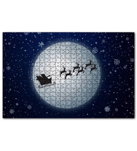 Cakapuzzle Dolunay Geyikler Kar Taneleri ve Noel Baba  Puzzle Yapboz MDF (Ahşap) (255 Parça)
