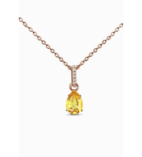 Mistik Topaz Taşlı 14 K Rose Altın Kaplama Kadın Kolye (Sarı)