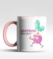 Kişiye Özel Diyetisyen Tasarımlı Siyah Kupa (Beyaz-Pembe)