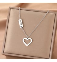 Kişiye Özel 925 Ayar Gümüş Love Kalp Kolye (Gümüş)