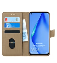Huawei P40 Lite Kılıf Fabric Book Wallet (Gold)
