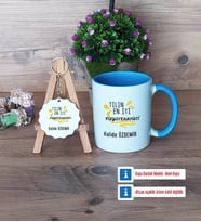 En İyi Fizyoterapist Kupa Bardak Kırmızı ve Ahşap Anahtarlık Hediye (Model 3)