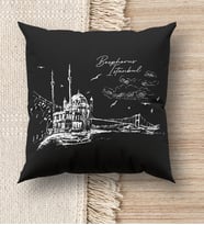 BK Gift İstanbul Tasarımlı Premium Kumaş Siyah Kırlent Yastık, Ev Hediyesi, Ev Dekorasyonu, Dekoratif Hediye (Model 1)