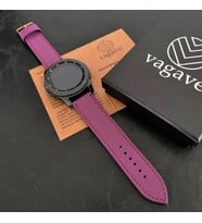 vagave Samsung Watch 4 Watch 5 Watch 5 Pro Active 2 Uyumlu Deri Kordon- 20mm (Mor)