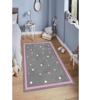 Dijital Baskılı Kaymaz Taban Yıkanabilir Kolay Temizlenir Modern Çocuk Odası Halısı NDÇ-HT-272 (Pembe)