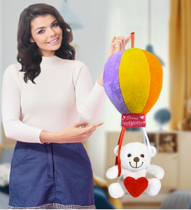 PABABO  RENGARENK UÇAN BALONLU AYICIK (%100) YERLİ (Beyaz)