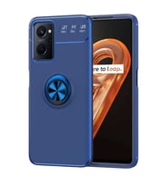 Oppo A96 4G Kılıf Zore Ravel Yüzüklü Silikon Kılıf (Mavi)
