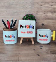 Psikolog Hediye Sepeti Kupa Bardak T Kulplu, Kalemlik ve Dekoratif Taş Psikoloğa Hediye (Model 5)