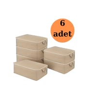 6 Adet Büyük Boy Gri Yatak Baza Altı Çok Amaçlı Hurç 64 x 45 x 22 Cm (Kahverengi)