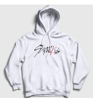 Presmono Unisex Beyaz Logo Stray Kids Kapüşonlu Sweatshirt 122750tt (Beyaz)