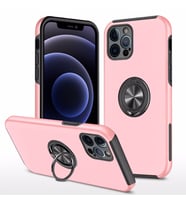 Uyumlu Model Apple iPhone 13 Pro Max Kılıf Yüzüklü Düz Renk Kapak (Pembe)