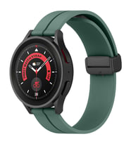 Samsung Galaxy Watch Active Active 2 44mm-40mm Uyumlu 20mm Coastal Manyetik Tokalı Silikon Kordon (Haki)
