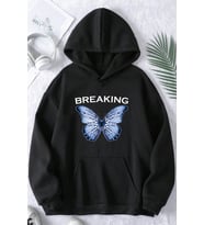 Breaking Baskılı Oversize Sweatshirt (Siyah)