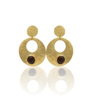 Kadir Jewellery 22 Ayar Altın Kaplama Vintage Küpe -El İşçiliği Ve Hipoalerjenik Küpe (Kahverengi)