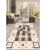 Dijital Kaymaz Taban Yıkanabilir Modern Renkli Salon Halısı Mutfak Halısı Yolluk ND-HT-568 (Kahverengi)