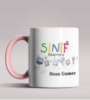 Kişiye Özel Sınıf Öğretmeni Tasarımlı Siyah Renk Kupa Bardak 14 (Pembe)