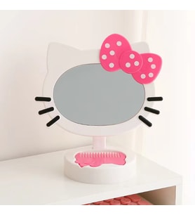 Livava Hello Kitty Taraklı Masaüstü Ayna, Beyaz, 21×20 (Pembe)