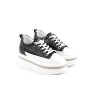 Guya 25Y423-2 Kadın Kalın Taban İçten Dolgulu Tabanı Taşlı Sneaker Ayakkabı (Siyah)