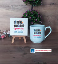 Din Kültürü Öğretmeni Dekoratif Taş, Kupa Bardak Kırmızı Hediye Öğretmenler Günü Hediyesi (Model 4)