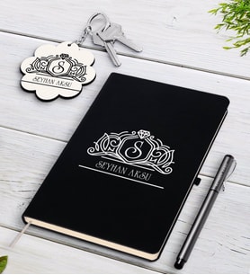 BK Gift Kişiye Özel İsimli Beyaz Defter Kalem Ve Anahtarlık Hediye Seti-13 (Model 2)