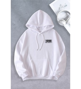 Unisex Kadın Erkek Los Angeles 1998 Baskılı Oversize Sweatshirt (Beyaz)