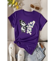 Pamuklu Tasarım Tshirt (Mor)