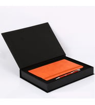 Metal Tükenmez Kalem 13 x 21 Defter Kutulu Set (Turuncu)