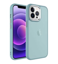 Uyumlu Model Apple iPhone 13 Pro Max Kılıf Buzlu Sert PC Trasnparan Kapak (Mavi)
